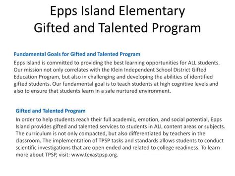 Ppt Epps Island Elementary Ted And Talented Program Powerpoint