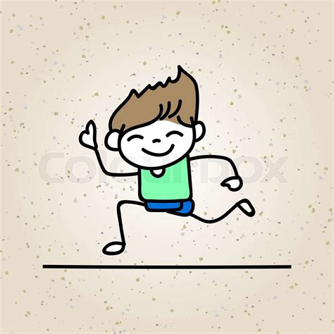 Hand Drawing Cartoon Happy People Happy Boy With Happy Smile Happiness