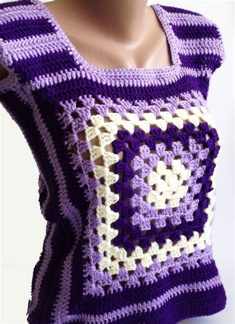 Granny Square Womens Crochet Vest Handmade Crochet Sweater Vest Boho