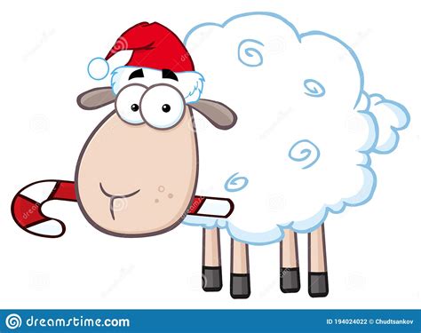 Christmas Sheep Cartoon Character Stock Vector Illustration Of