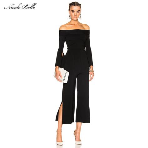 Nicole Belle 2017 Chic Women Fashion Bandage Overalls Sexy Black Long