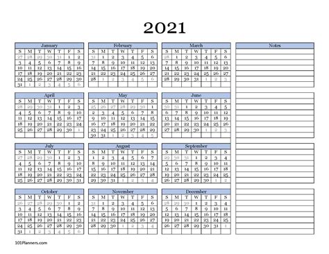 ✓ free for commercial use ✓ high quality images. Free printable 2021 yearly calendar at a glance | 101 ...