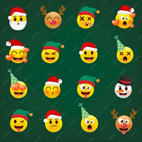Premium Vector Christmas Emoji Set Holiday Emoticon Collection