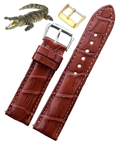 20mm Brown Genuine Crocodile Watch Strap Band Leather Watch Bands