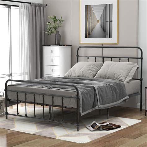Full Size Metal Platform Bed With Headboard And Footboard Iron Bed