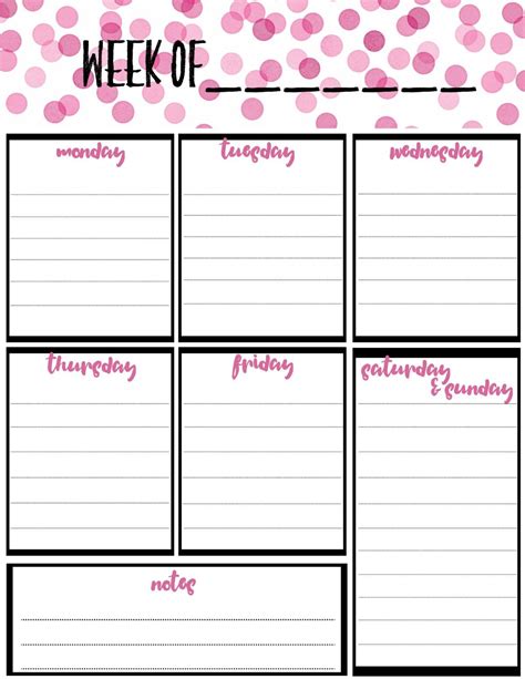 Free Weekly Calendar Planner Printable Full And Half Size Single Page