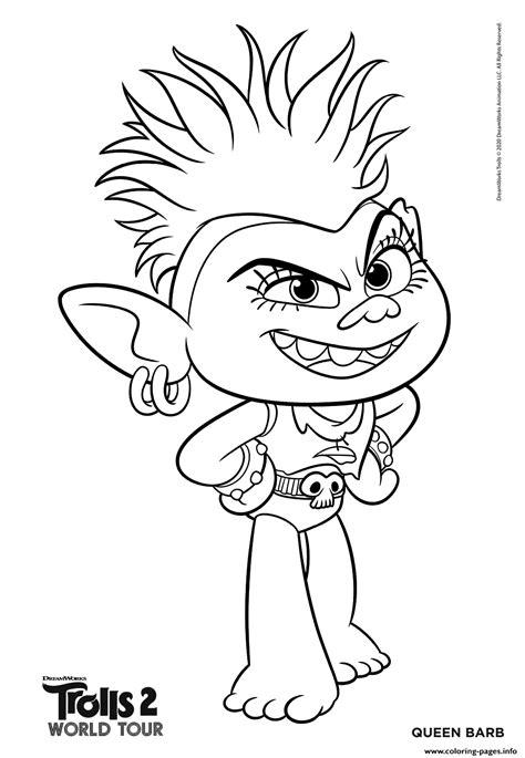 Trolls 2 Queen Barb Coloring Page Printable