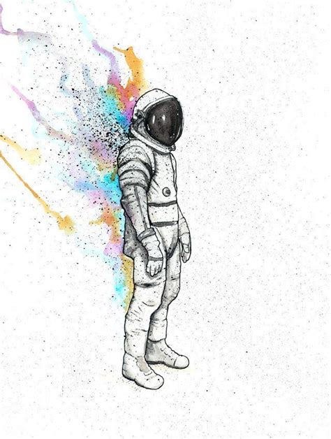 Watercolor And Ink Watercolor Paintings Astronaut Drawing