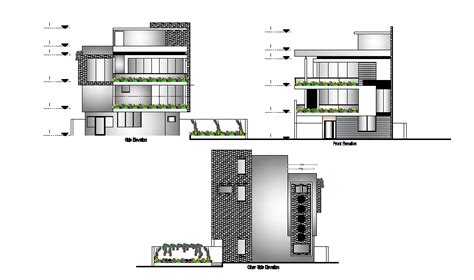 Modern Autocad House Building Elevation Design Download Dwg File Cadbull