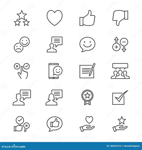 Feedback And Review Thin Icons Stock Vector Illustration Of Icons Like