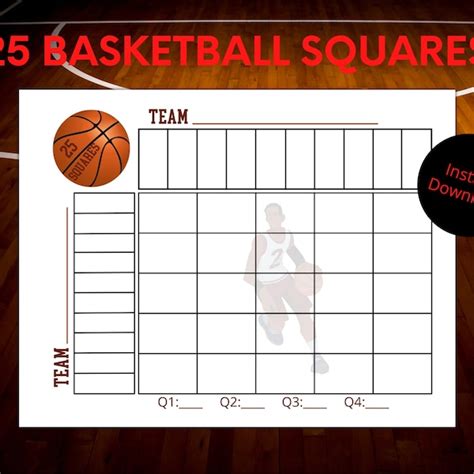 Basketball Squares Grid Etsy