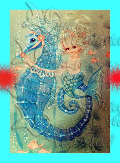 Vintage Mermaid Fabric 1950s Retro Baby Mermaid Quilt Etsy