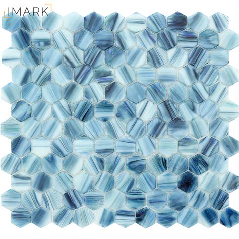 Hexagon Dark Blue Recycled Glass Tile Mosaic Tile Backsplash Tile