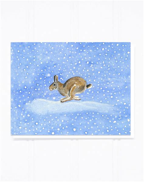 Dashing Through The Snow Bunny Notecard Etsy
