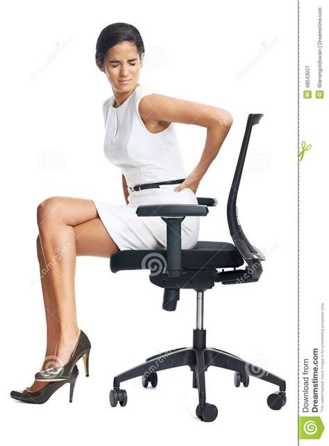 A Woman In White Dress Sitting On An Office Chair