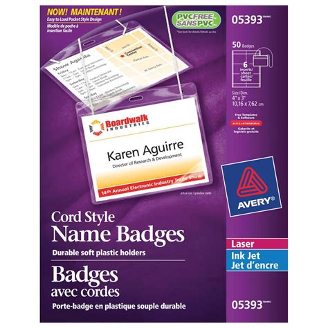 Avery 5393 Cord Style Hanging Name Badge Kit White 4 X 3 50 Badges