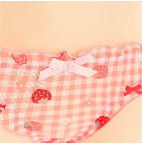 Strawberry Plaid Lingerie Set Bra And Panties Sexy Ddlg Playground