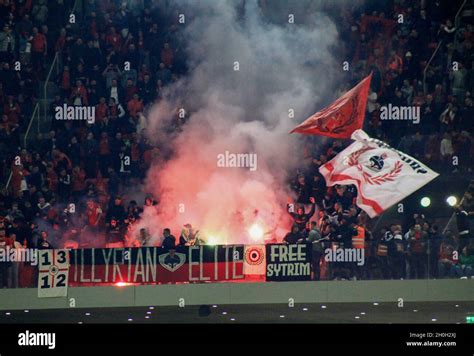 Albanian Supporters During The 2022 Fifa World Cup Qualifiers Football Match Between Albania And