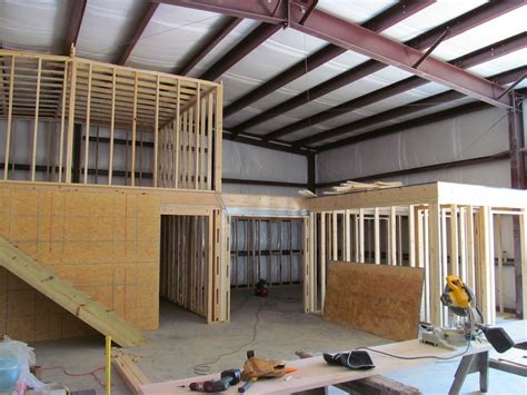 The Inside Framing Of A Metal Building Converted Into A Home