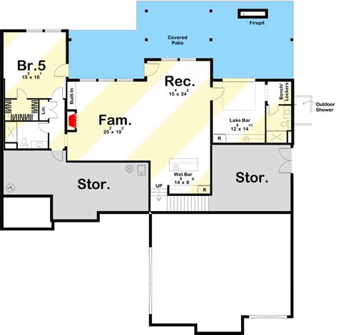 Rustic Craftsman Lake House Plan With Cathedral Ceiling In Great Room