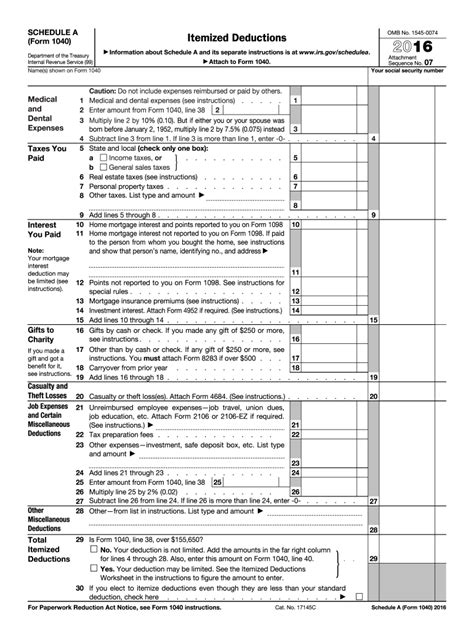 2016 Form Irs 1040 Schedule A Fill Online Printable Fillable Blank