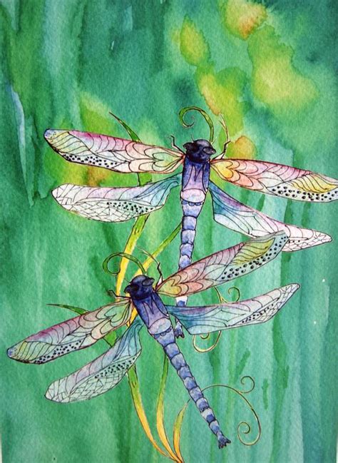 Dragonflies are insects, so they have six legs, three body parts (head, thorax, and abdomen). Items similar to Dragonfly and Daffodils Watercolor ...