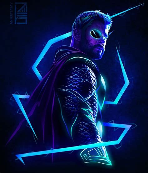 Here are only the best marvel wallpapers. Neon Thor (By @Aniketjatav) | Marvel thor, Avenger artwork ...