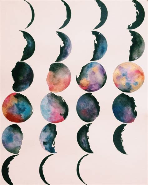 Moon Phase Painting Watercolor Painting Moon By Wonderlustwaves