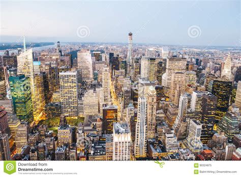 New York City Office Buildings At Night Stock Image Image Of Exterior
