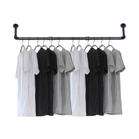 Industrial Pipe Clothing Rack Wall Ceiling Mounted Clothes Garment