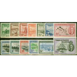 Turks Caicos 1950 Set Of 13 SG221 233 Fine LMM Stamps Empire Philatelists