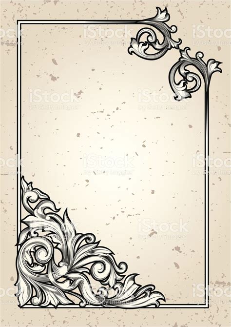 Download ornate decorative rectangle frame on old paper, vector ...