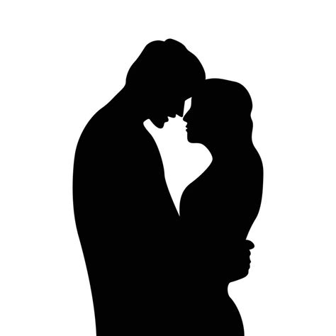 Couple Silhouette Design Happy Man And Woman Hug Together Romance