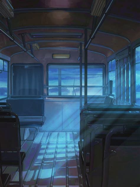 Anime Bus Night Light Windows Empty Train Window At Night Anime