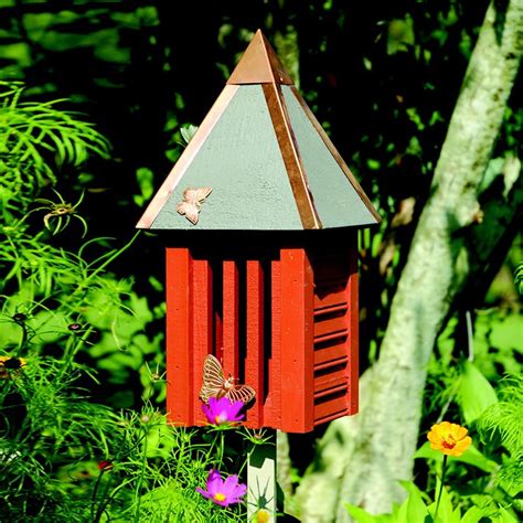 Heartwood Flutterbye Post Mount Wood Butterfly House At