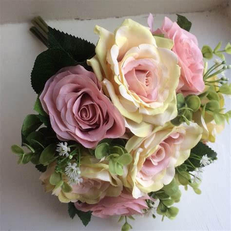 Last One A Wedding Bouquet Featuring Dusky Pink Silk Rose Flowers