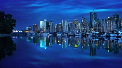 Vancouver British Columbia Canada Yacht Bay Reflection Buildings