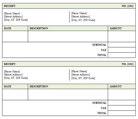 blank receipt templates   samples examples