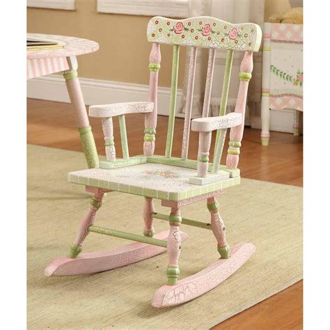Upholstered personalized kids chair checkers (pink). Teamson Design Crackled Rose Children's Rocking Chair ...