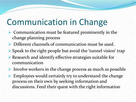 Communication And Change In Organizations