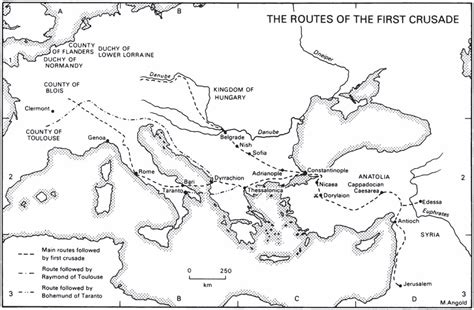 Medieval Crusades Map Of The Routes Of The First Crusade