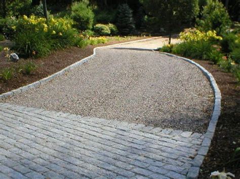 Cobblestone Driveway With Edging And Compacted Gravel Stone Driveway