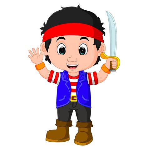 Kid Boy Pirate Cartoon Stock Vector Illustration Of Captain 88432835
