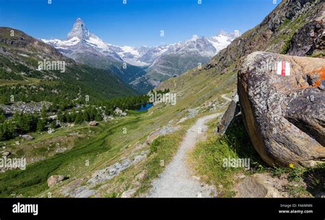Alpine Landscape Valley Near Grindjesee Lake The Matterhorn Cervino