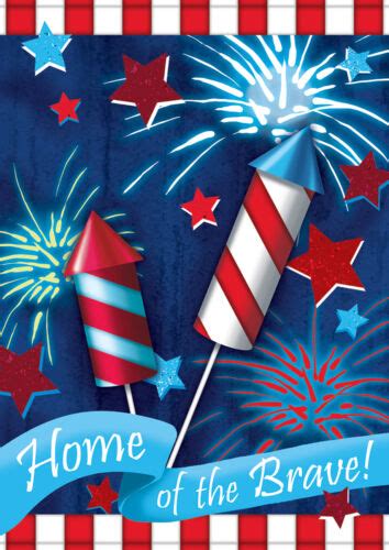 Toland Home Of The Brave 28x40 Patriotic Firework Usa Stars Stripes