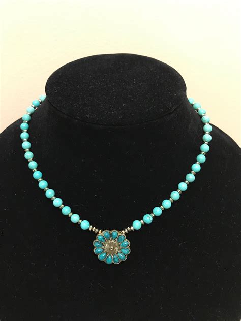 Turquoise Necklace With Pendant Etsy