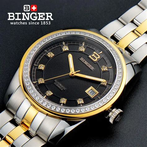 Buy 2019 Switzerland Wristwatches Binger 18k Gold Watches Men Luxury Top Brand
