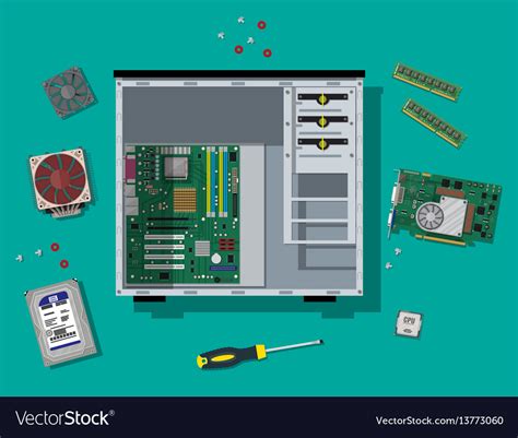 Assembling Pc Personal Computer Hardware Vector Image