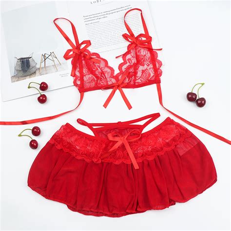 1 Set Sexy Lingerie Hot Dress Underwear Lace Set Black Red Erotic Lingerie G String Sexy
