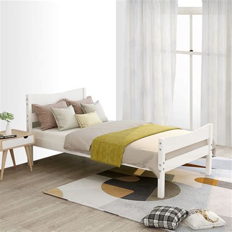 The queen, king, and a single mattress and a twin mattress are one and the same — both have the dimensions of 38 inches by 75. Clearance! Twin Bed Frame, White Twin Platform Bed Frame ...